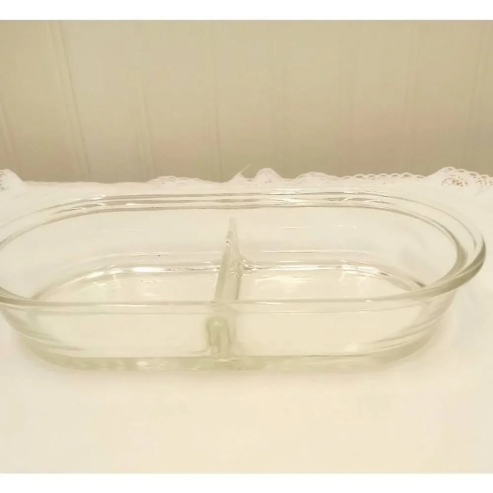 Pyrex, clear divided dish. # 8300- og, 2 cups , 470 ml, heat n serve - Picture 2 of 9